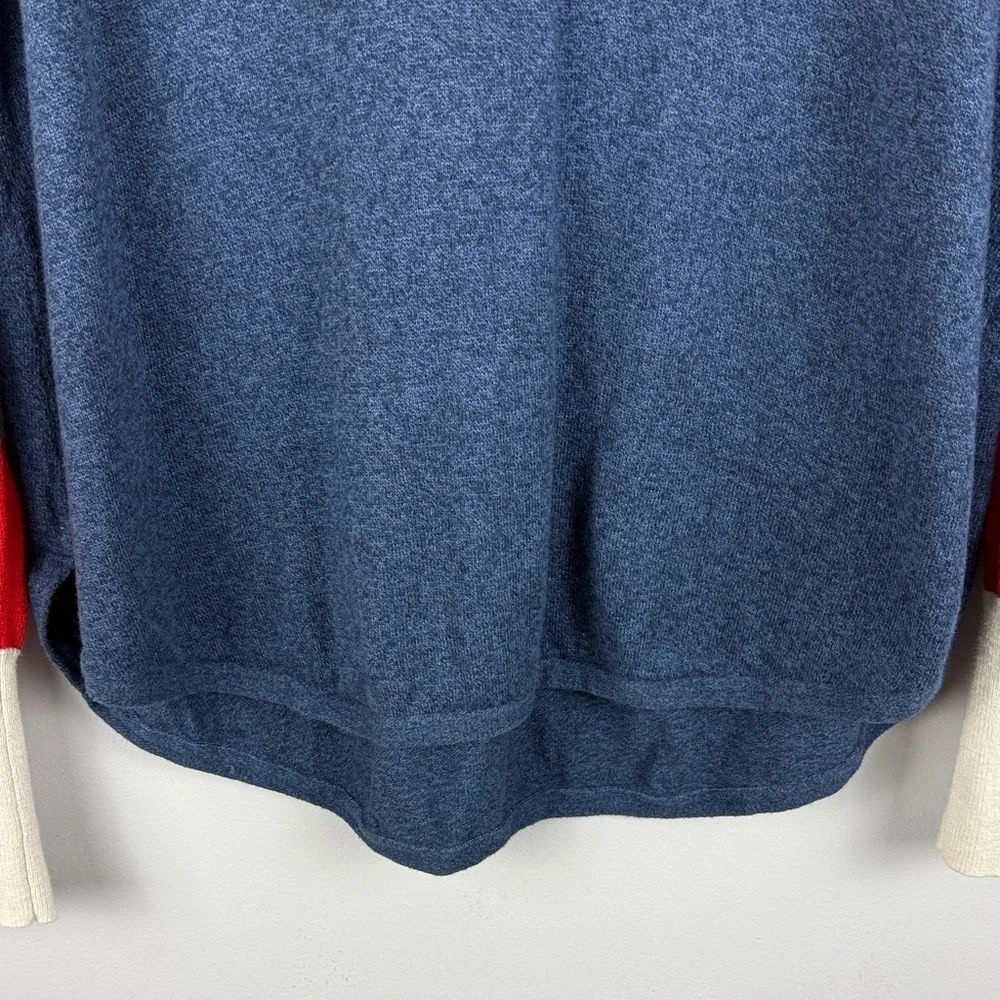 Zaket & Plover Blue Cotton Cashmere Blend Long Sleeve XL Top Red Cream Accents - Picture 10 of 12